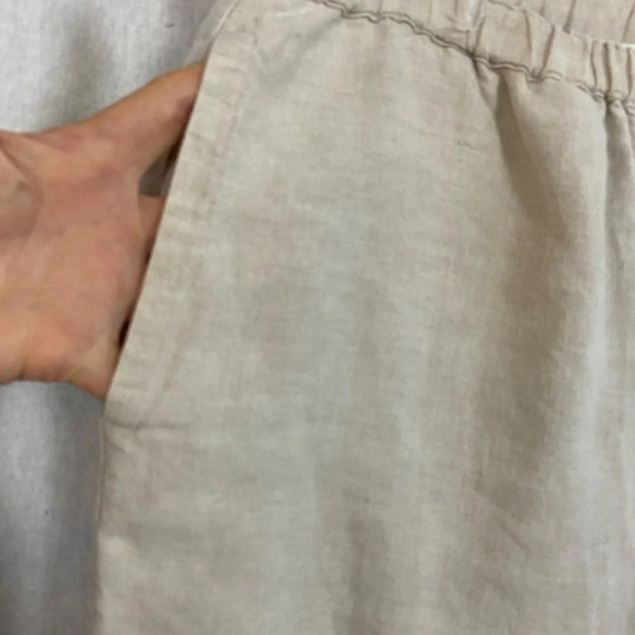 Talbots cream colored pull on Irish  linen cropped wide leg pants Sz M - Picture 4 of 13